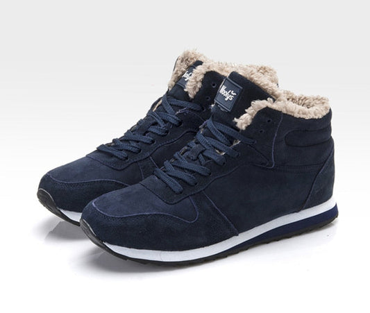 Chaussures d'hiver chaudes et décontractées pour hommes - Baskets hautes avec doublure en fourrure