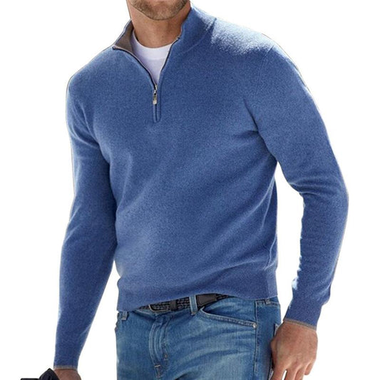 Chemise pour homme à col montant et à fermeture éclair courte