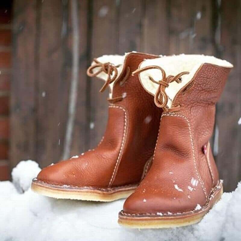 Botas femininas de lã à prova d'água com forro de lã quente - ideais para o inverno