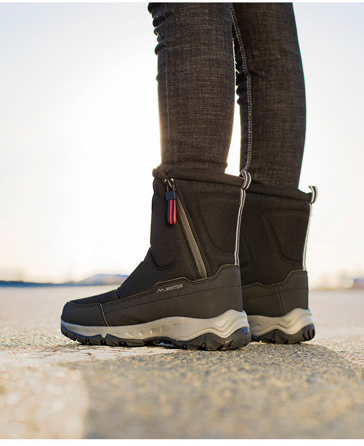 Botas de invierno para mujer con cremallera lateral – botas de nieve impermeables, antideslizantes y duraderas con forro cálido