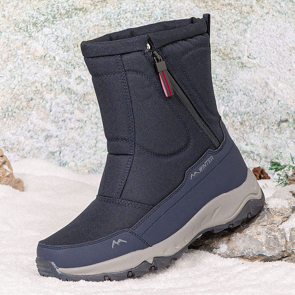 Botas de invierno para mujer con cremallera lateral – botas de nieve impermeables, antideslizantes y duraderas con forro cálido