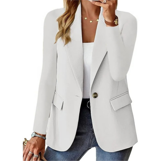 Blazer casual feminino com mangas longas e bolso fino com fivela