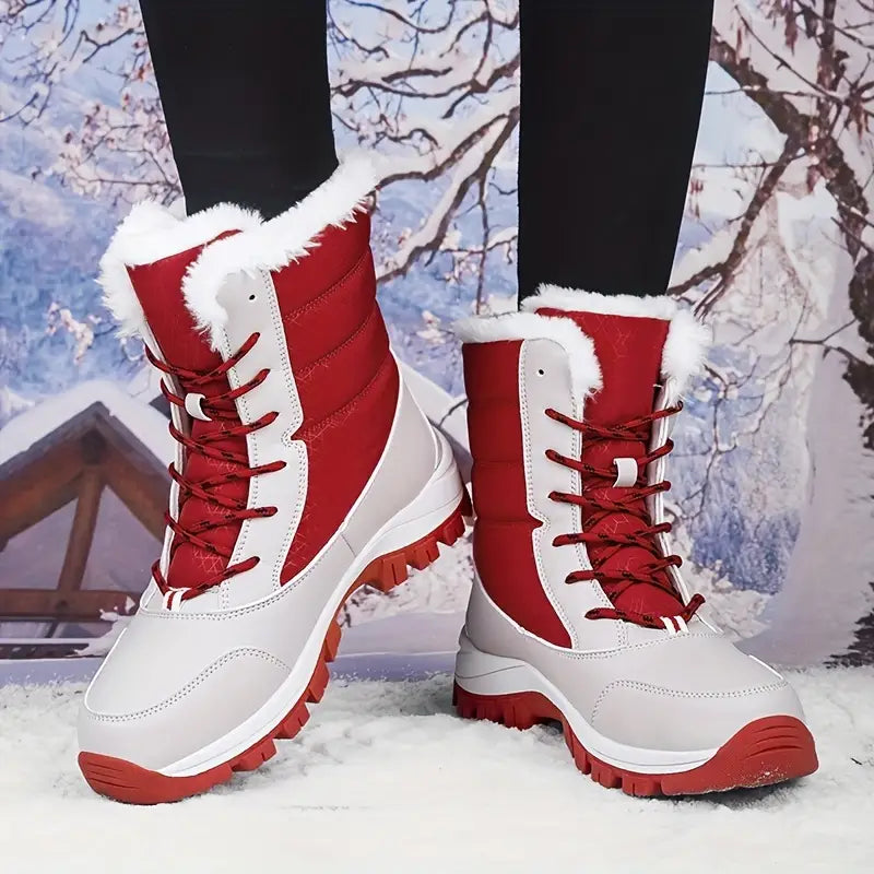 Sapatos de neve à prova d'água para mulheres - botas de inverno com isolamento térmico e sola antiderrapante