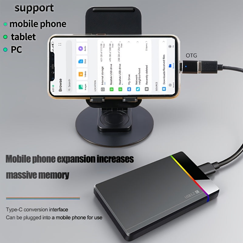 Disque dur externe portable USB-C & PD Fast (250 Go-500 Go, pour PC, Mac et appareils intelligents).