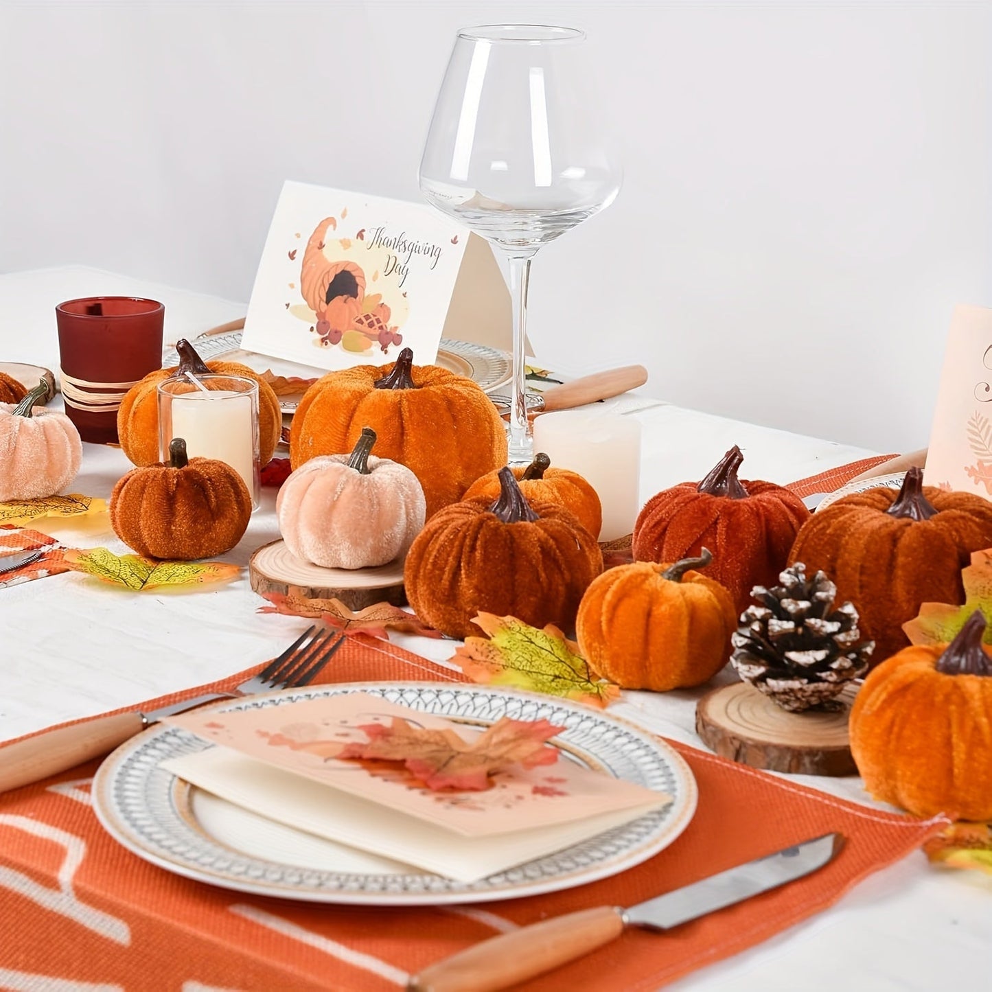 PumpkinPatch | 12 dovleci de catifea artificiali – decorațiuni de toamnă din spumă și decorațiuni de masă pentru Halloween