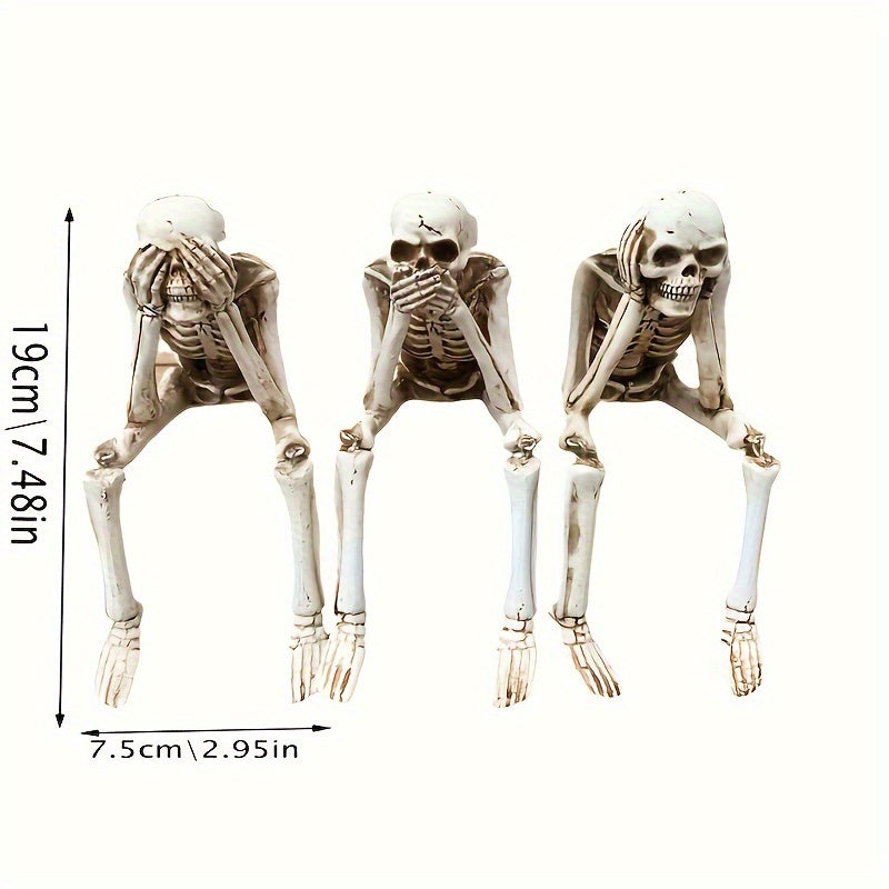 CryptSkulls | Trio de cranii 3D din rășină - Set de decorațiuni de Halloween cu figuri de fantome