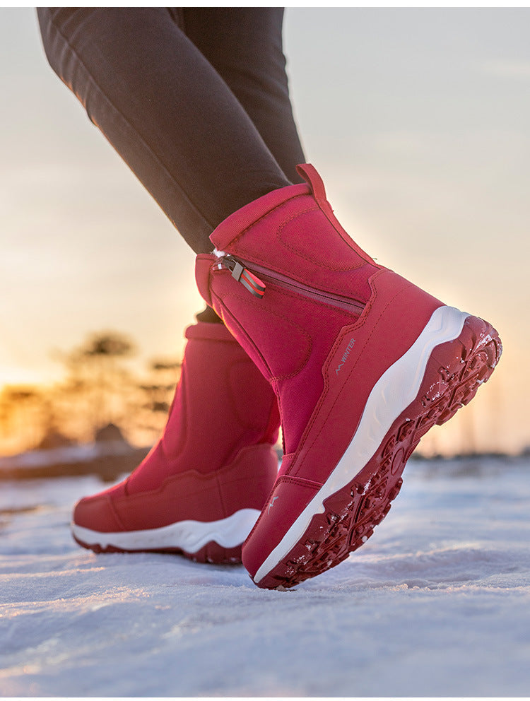 Botas de invierno para mujer con cremallera lateral – botas de nieve impermeables, antideslizantes y duraderas con forro cálido