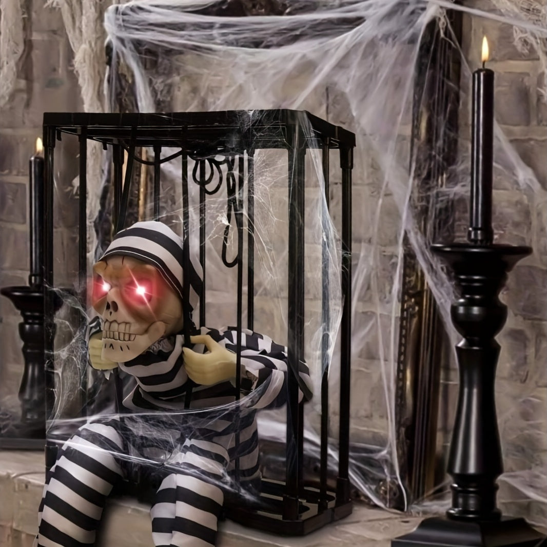 TerrorBone | Schelet animat care țipă ca decorațiune de Halloween – senzor de mișcare pentru exterior, decorațiune înfricoșătoare