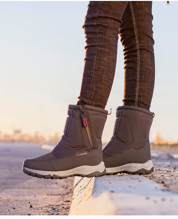 Botas de invierno para mujer con cremallera lateral – botas de nieve impermeables, antideslizantes y duraderas con forro cálido
