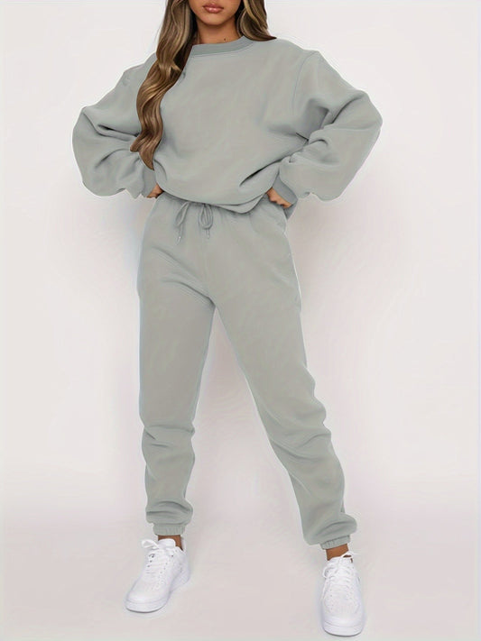 Ensemble deux pièces pour femmes avec sweat-shirt et pantalon en matière côtelée
