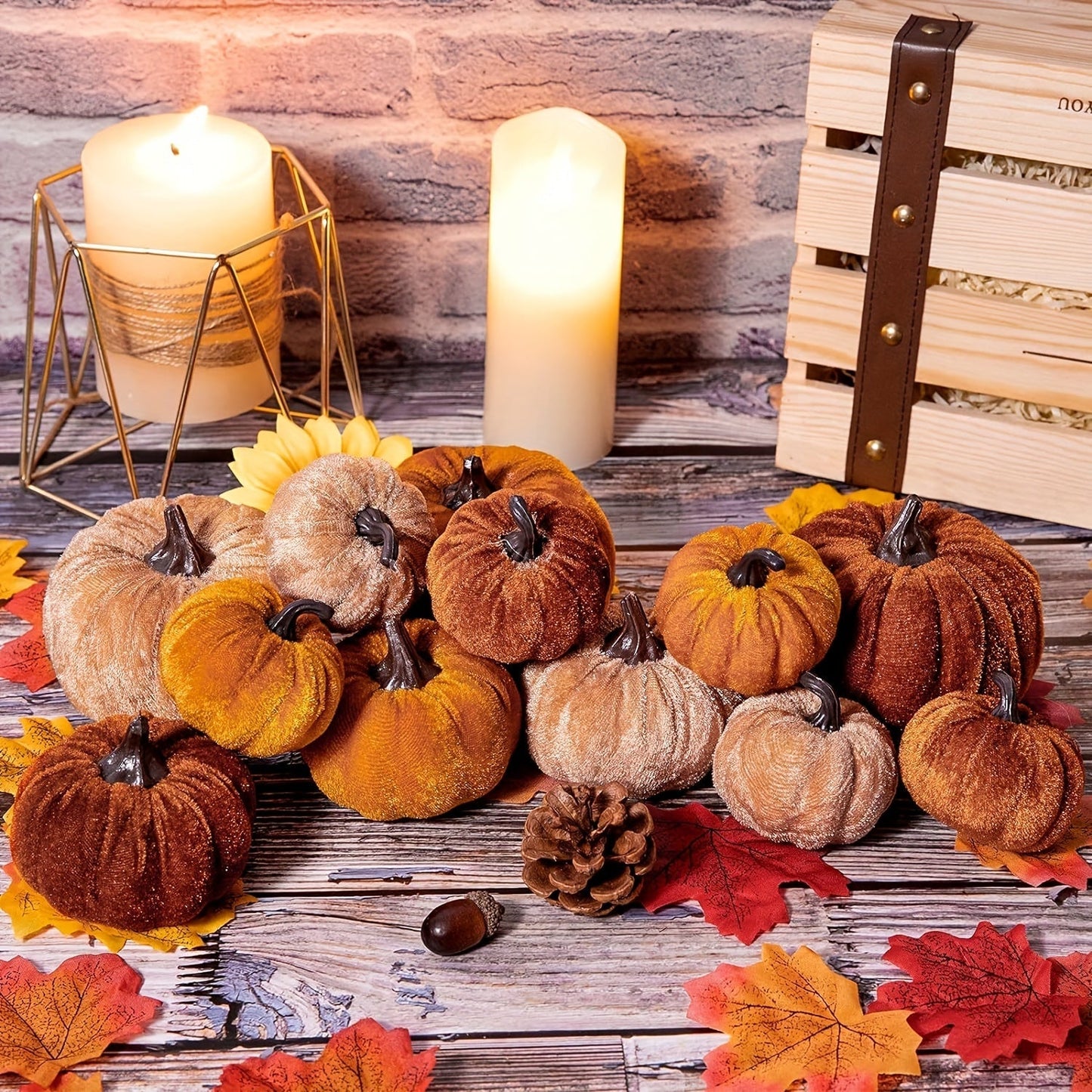 PumpkinPatch | 12 dovleci de catifea artificiali – decorațiuni de toamnă din spumă și decorațiuni de masă pentru Halloween