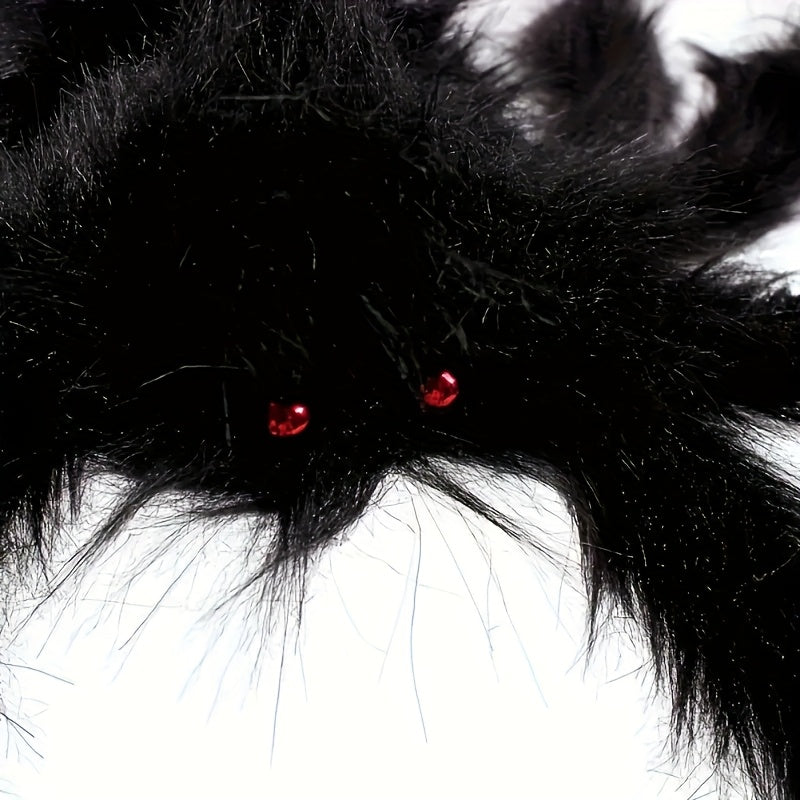 WebCreeper | 2 buc. păianjen uriaș de 50 cm cu pânză de păianjen - set de decorațiuni de Halloween pentru utilizare în aer liber
