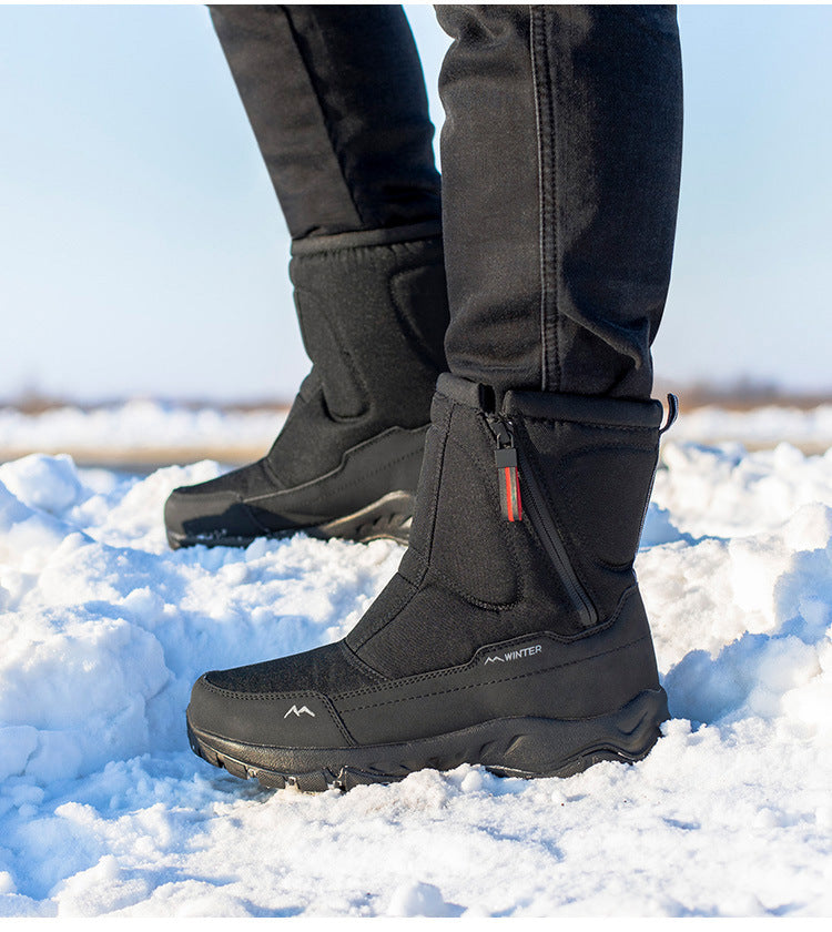 Botas de invierno para mujer con cremallera lateral – botas de nieve impermeables, antideslizantes y duraderas con forro cálido