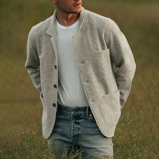 Veste pour homme avec fermeture à boutons et surface texturée