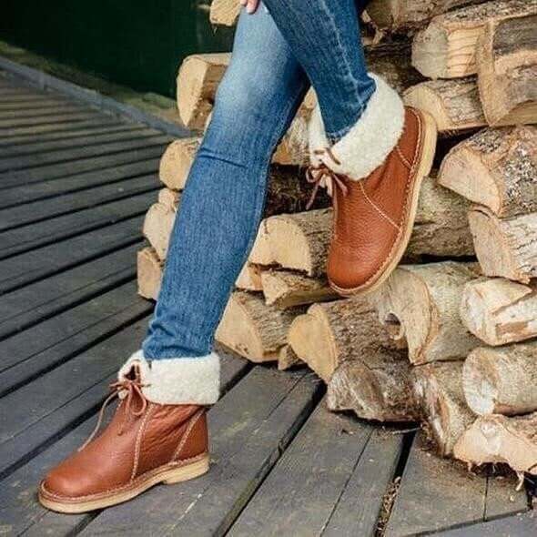 Botas femininas de lã à prova d'água com forro de lã quente - ideais para o inverno