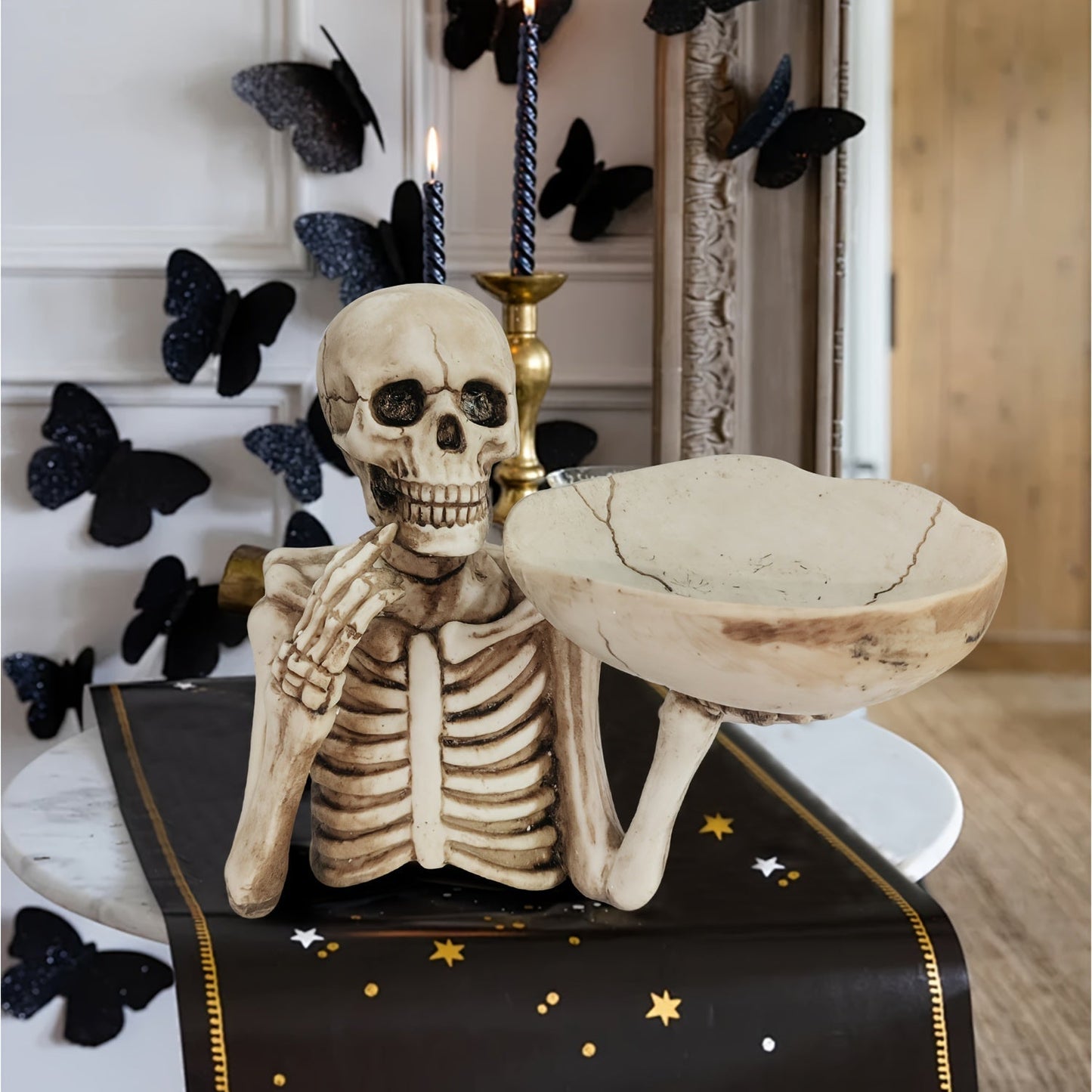 GhoulBowl | Bol cu craniu din rășină - decorațiune gotică de Halloween cu schelet
