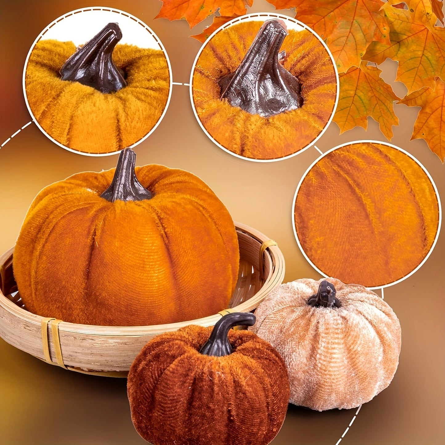 PumpkinPatch | 12 dovleci de catifea artificiali – decorațiuni de toamnă din spumă și decorațiuni de masă pentru Halloween