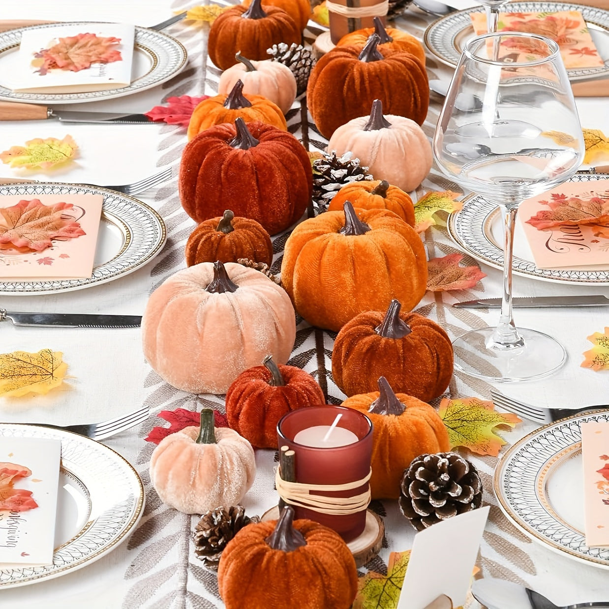 PumpkinPatch | 12 dovleci de catifea artificiali – decorațiuni de toamnă din spumă și decorațiuni de masă pentru Halloween