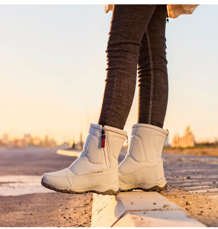 Botas de invierno para mujer con cremallera lateral – botas de nieve impermeables, antideslizantes y duraderas con forro cálido