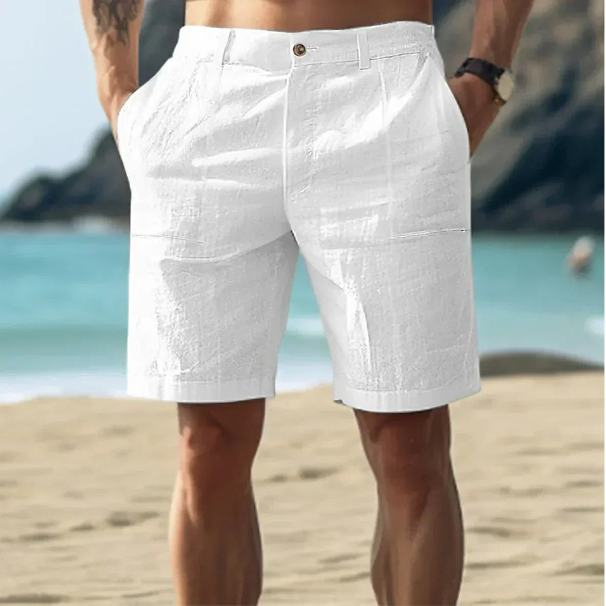 Elegante hørshorts til mænd