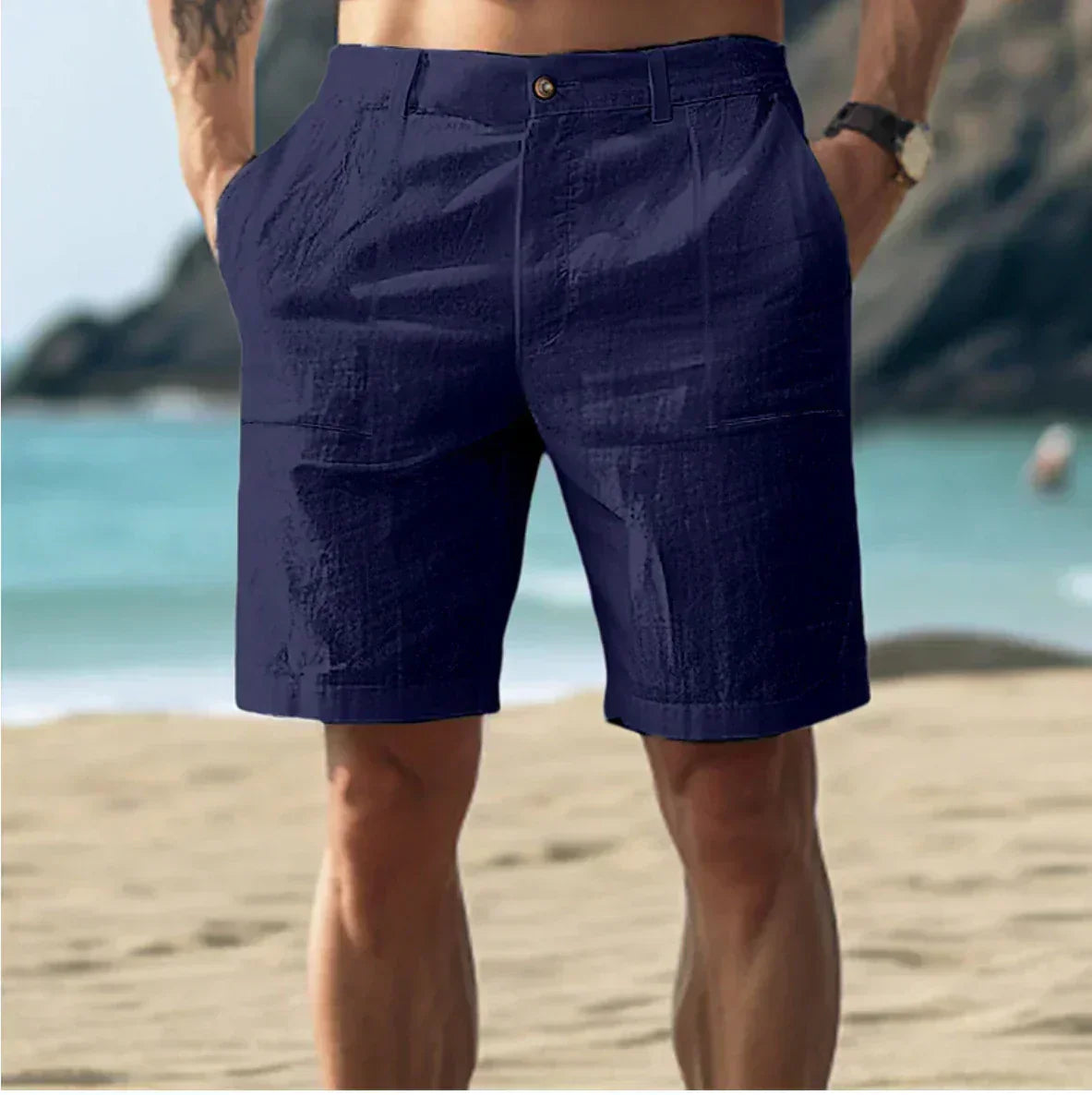 Elegante hørshorts til mænd
