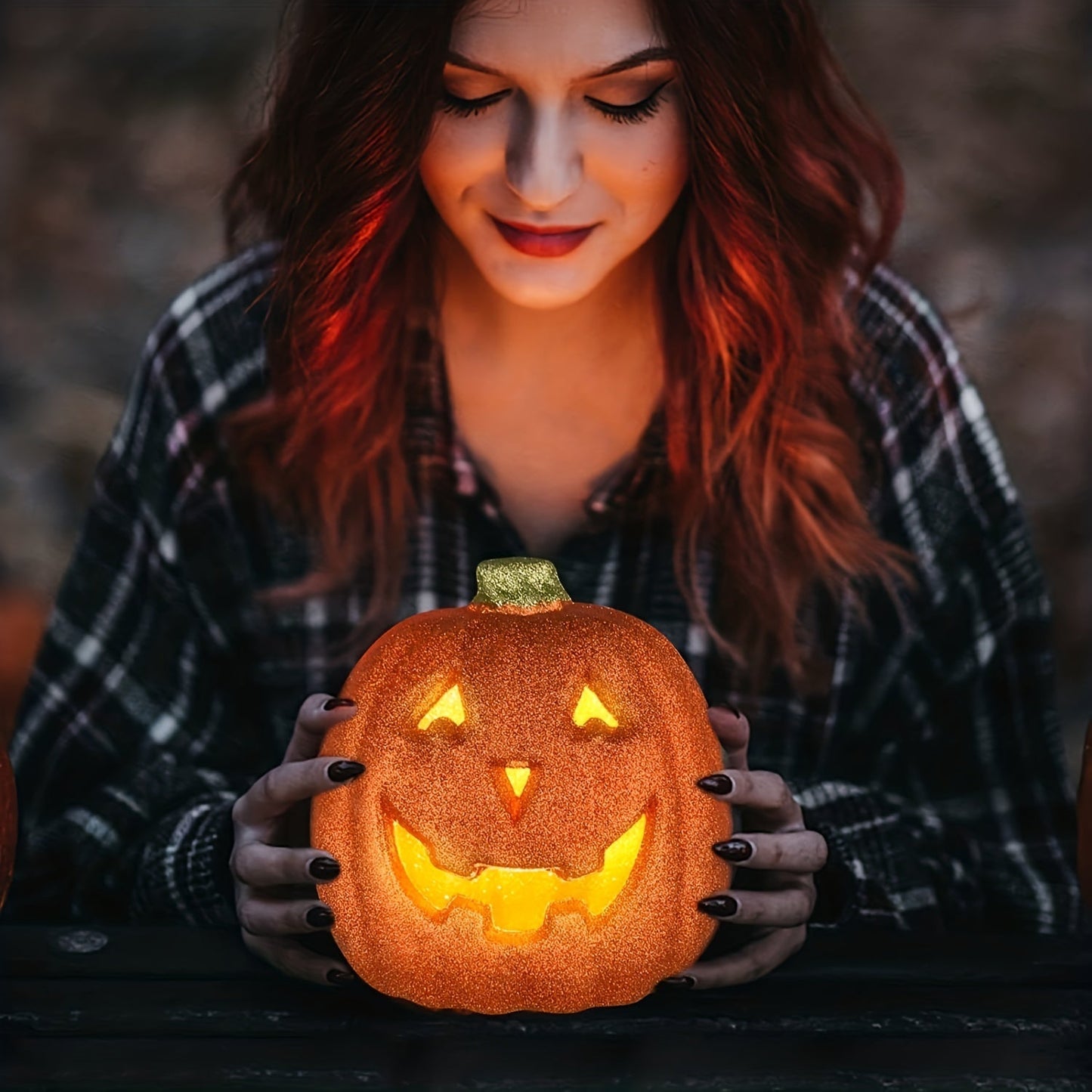 Svítící halloweenová dýně - dekorace Jack O'Lantern na baterie