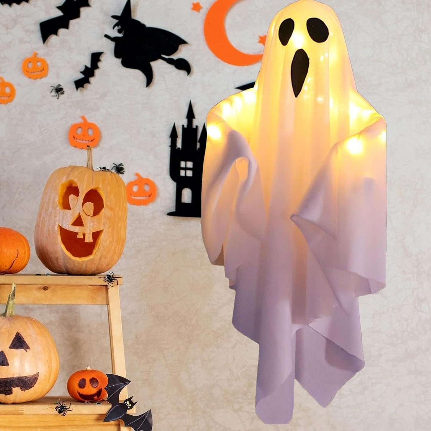 Halloween dekorace na duchy s osvětlením | Svítící látkový design