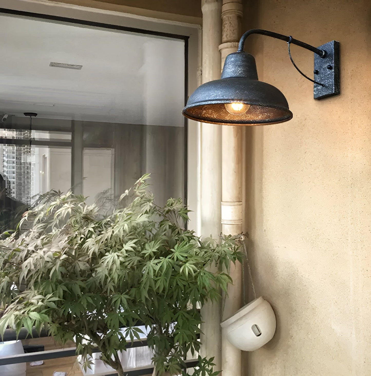 Kinkiet Aisle Fer - Antyczne oświetlenie stodoły w stylu vintage - Czarna industrialna lampa ścienna