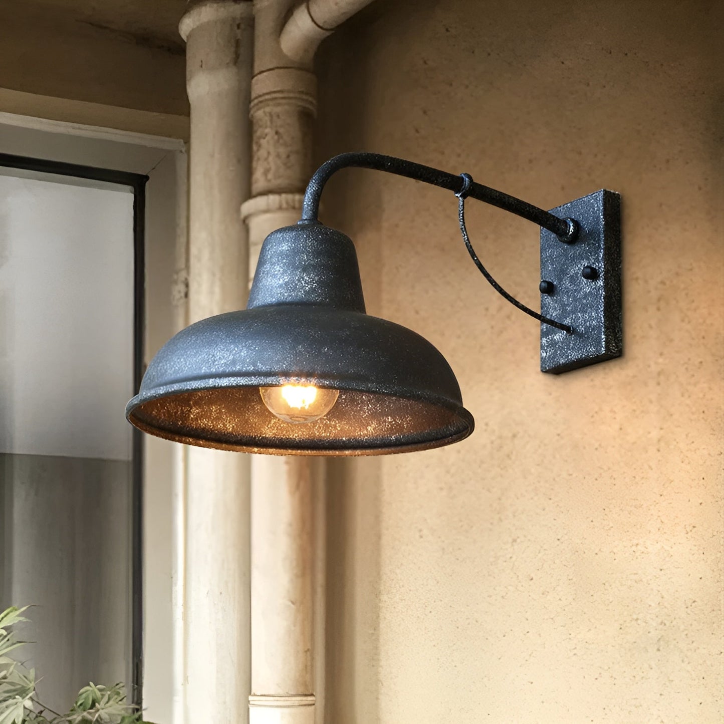 Kinkiet Aisle Fer - Antyczne oświetlenie stodoły w stylu vintage - Czarna industrialna lampa ścienna
