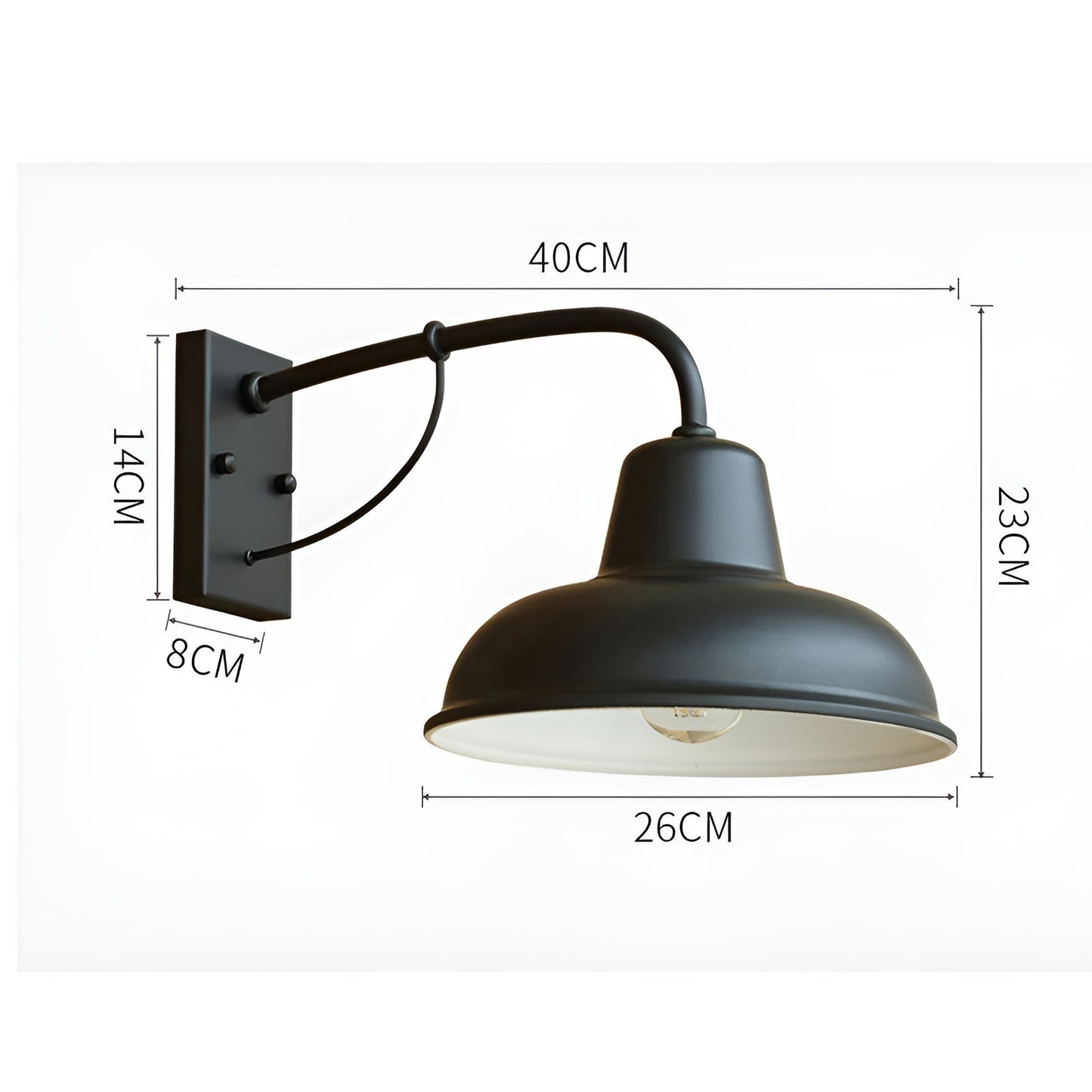 Kinkiet Aisle Fer - Antyczne oświetlenie stodoły w stylu vintage - Czarna industrialna lampa ścienna