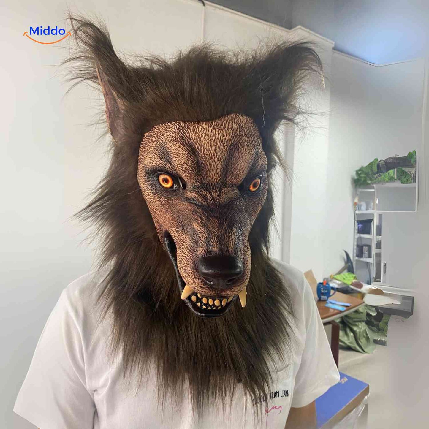 Lupinox maska | Vlčí hlava vyrobená z latexu, svítící a ideální na Halloween