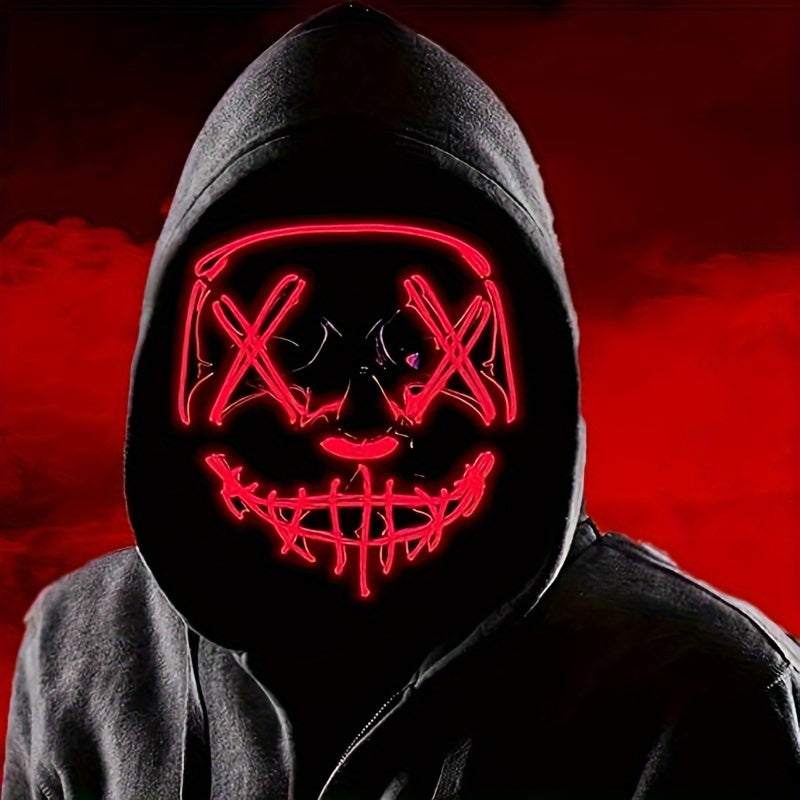 LED-halloweenská maska - anonymní design s červeným zářením