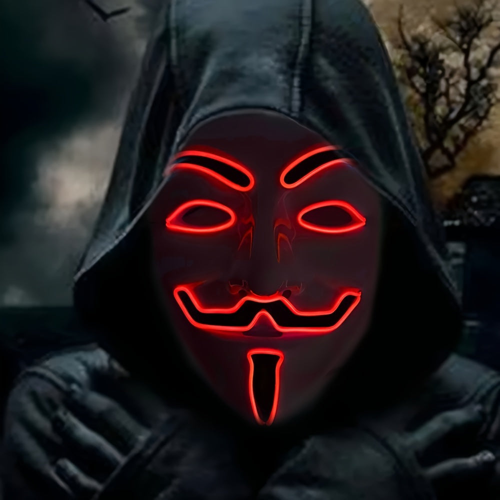 LED-halloweenská maska - anonymní design s červeným zářením