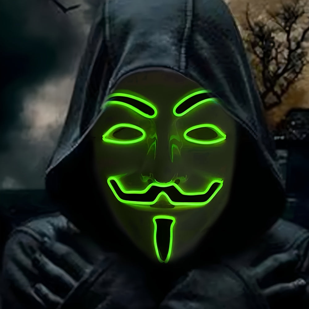 LED-halloweenská maska - anonymní design s červeným zářením