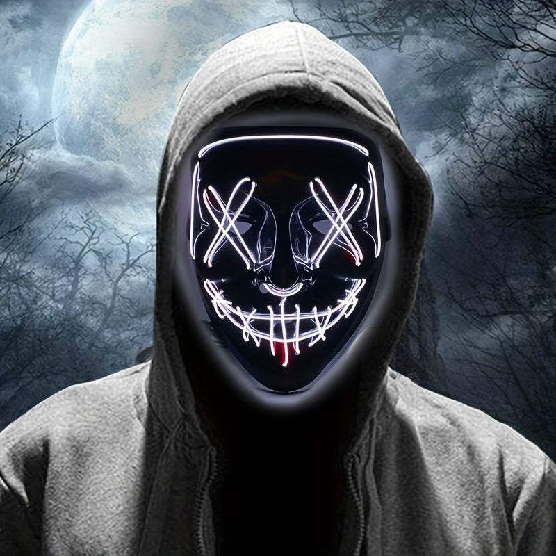 LED-halloweenská maska - anonymní design s červeným zářením
