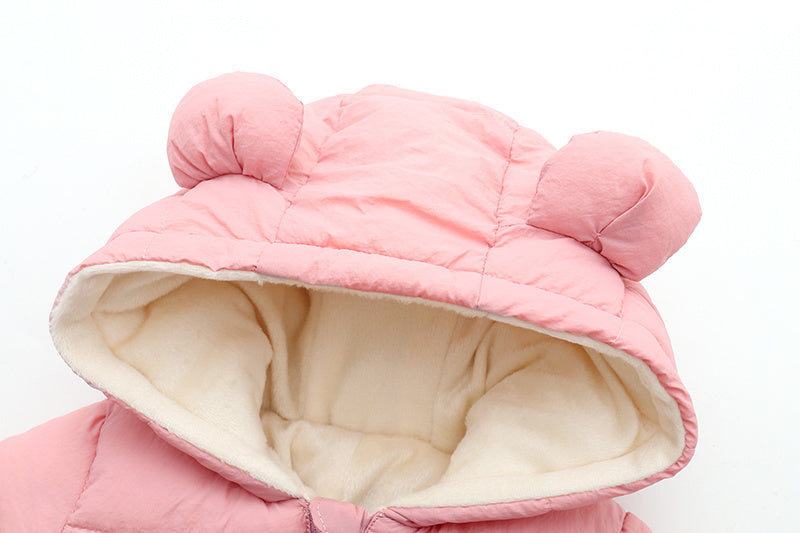 Roupa de inverno quente e aconchegante para bebês com orelhas