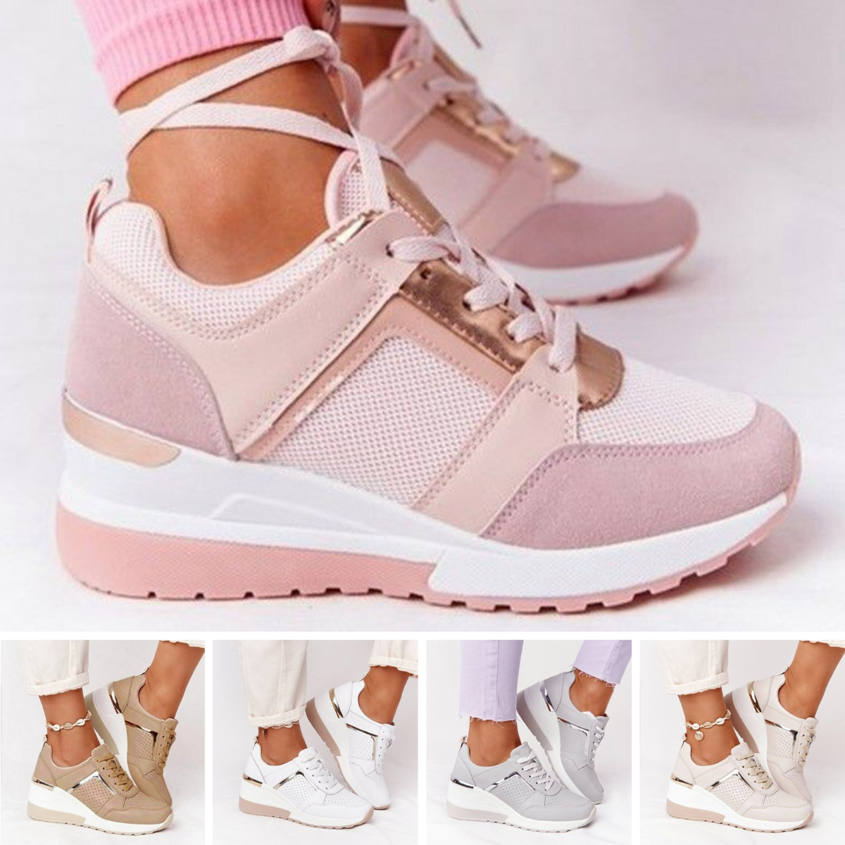 Γυναικεία sneakers με πλατφόρμα και σφήνα | Άνετα παπούτσια πεζοπορίας με πλατφόρμα