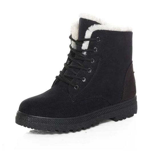 Bottes d'hiver pour femmes doublées en polaire - Bottines chaudes avec fermeture à lacets