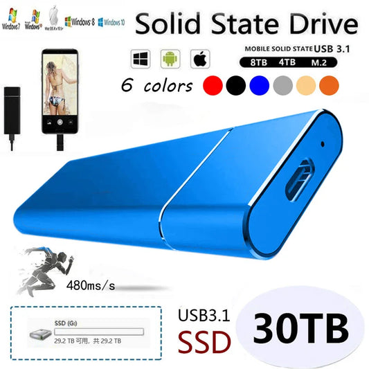 Disque dur externe portable USB 3.1 (500 Go-2 To, disque dur à grande vitesse pour PC et ordinateur portable)