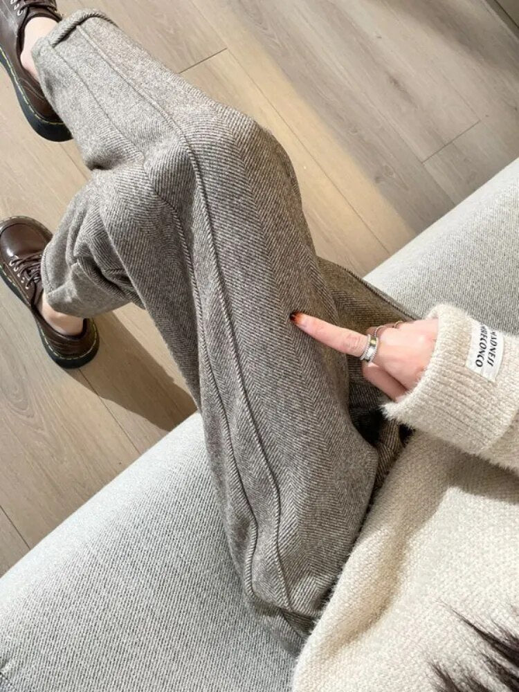 Tweed - Pantalon crayon en laine à taille haute