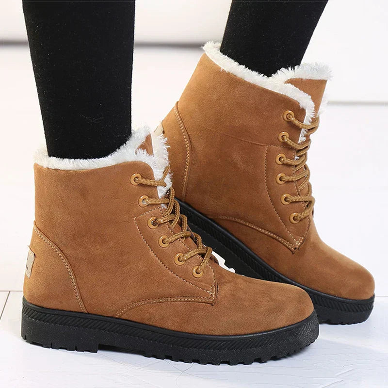 Bottes d'hiver pour femmes doublées en polaire - Bottines chaudes avec fermeture à lacets