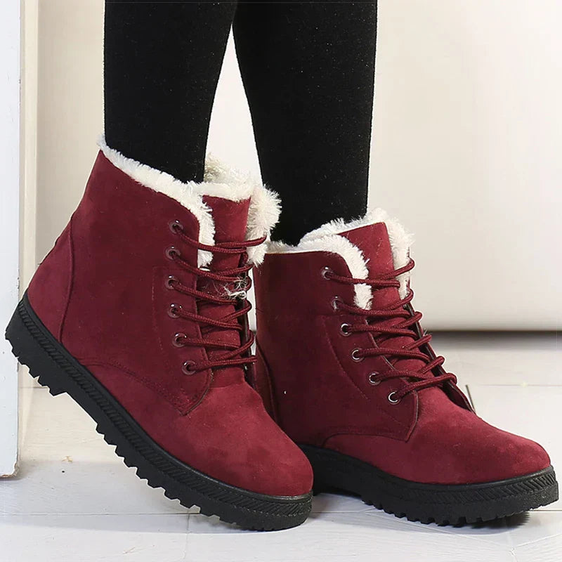 Bottes d'hiver pour femmes doublées en polaire - Bottines chaudes avec fermeture à lacets