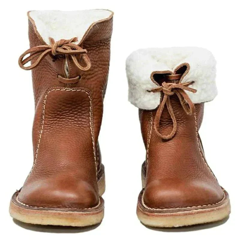 Botas femininas de lã à prova d'água com forro de lã quente - ideais para o inverno