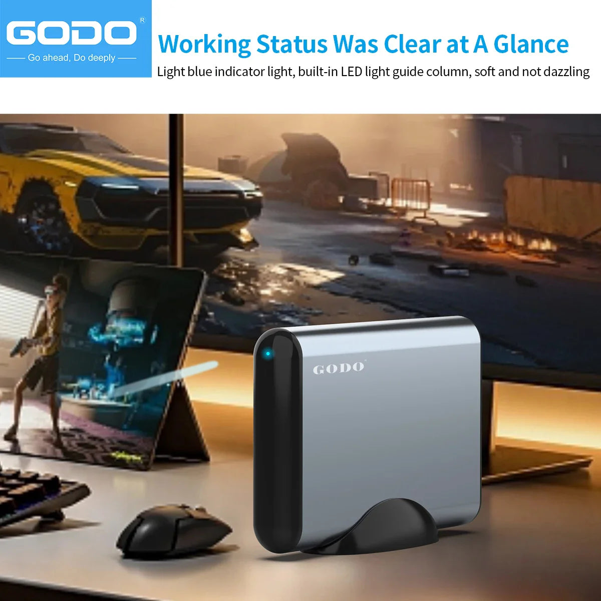 GODO USB 3.0 aluminiumskabinet til ekstern harddisk (op til 18 TB, 2,5"/3,5" SATA HDD/SSD)