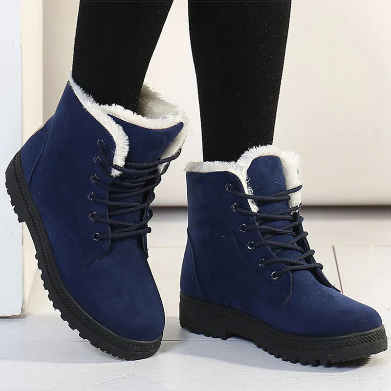 Bottes d'hiver pour femmes doublées en polaire - Bottines chaudes avec fermeture à lacets