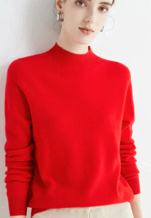 Pullover med rund hals og enkel pasform til damer