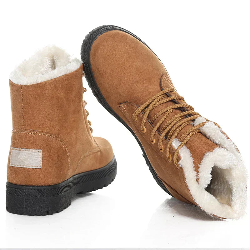 Bottes d'hiver pour femmes doublées en polaire - Bottines chaudes avec fermeture à lacets