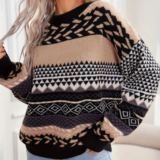 Haze™ | Pull en tricot rétro contrasté