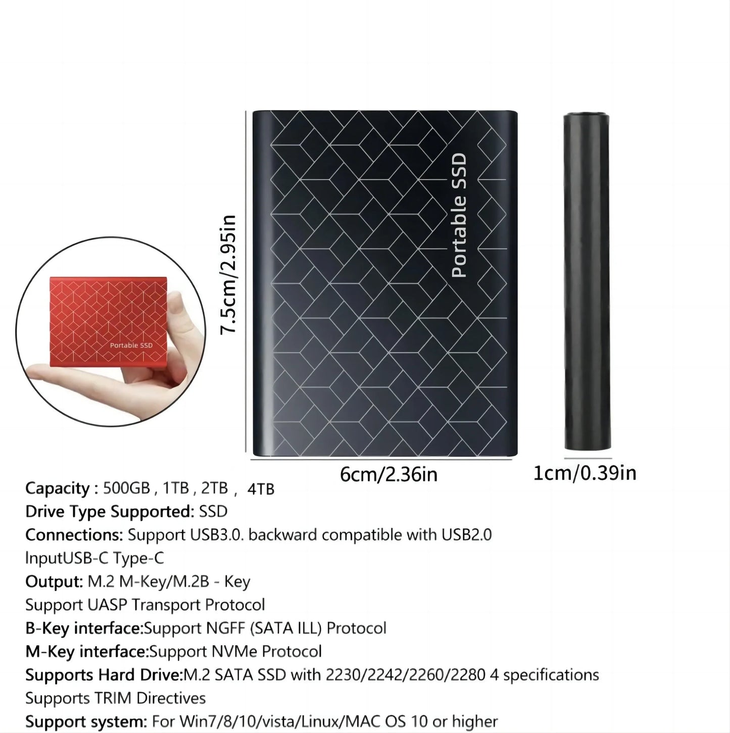2026 Disque dur externe SSD 1TB/2TB M.2 pour Xiaomi, ordinateur de bureau et MacBook