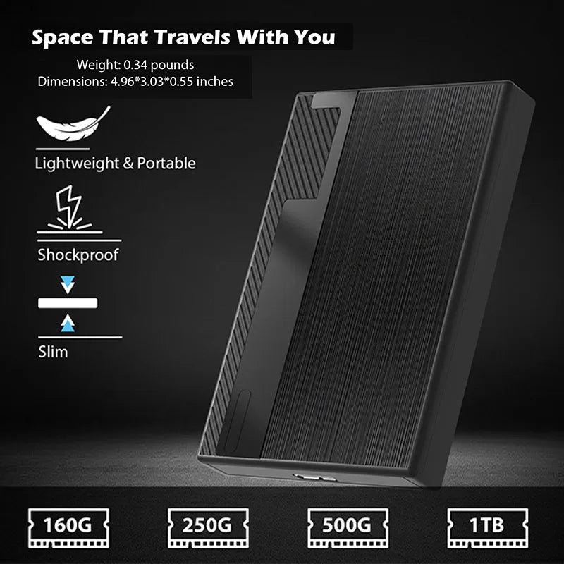 Disque dur externe portable 1 To, extension de stockage USB 3.0/USB-C pour PC, Mac et gaming